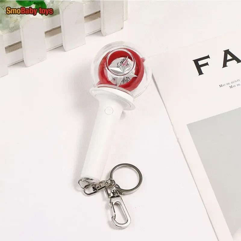 Kpop Mini Light Stick Keychain with Battery Powered Creative Light Up Keyring Gift