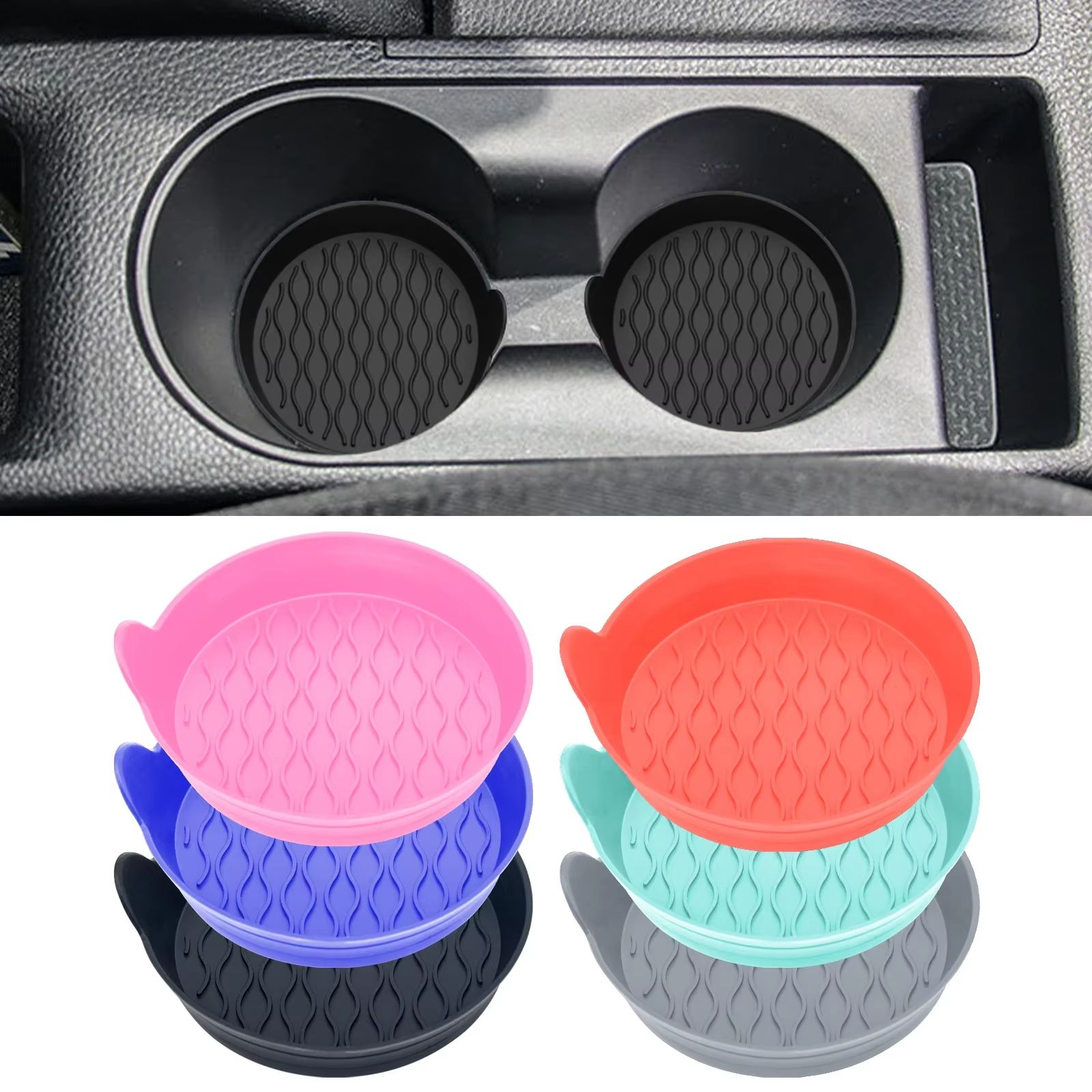 Silicone Car Coasters 2-Pack – Non-Slip Bling Cup Holder Inserts for Car Interior Accessories