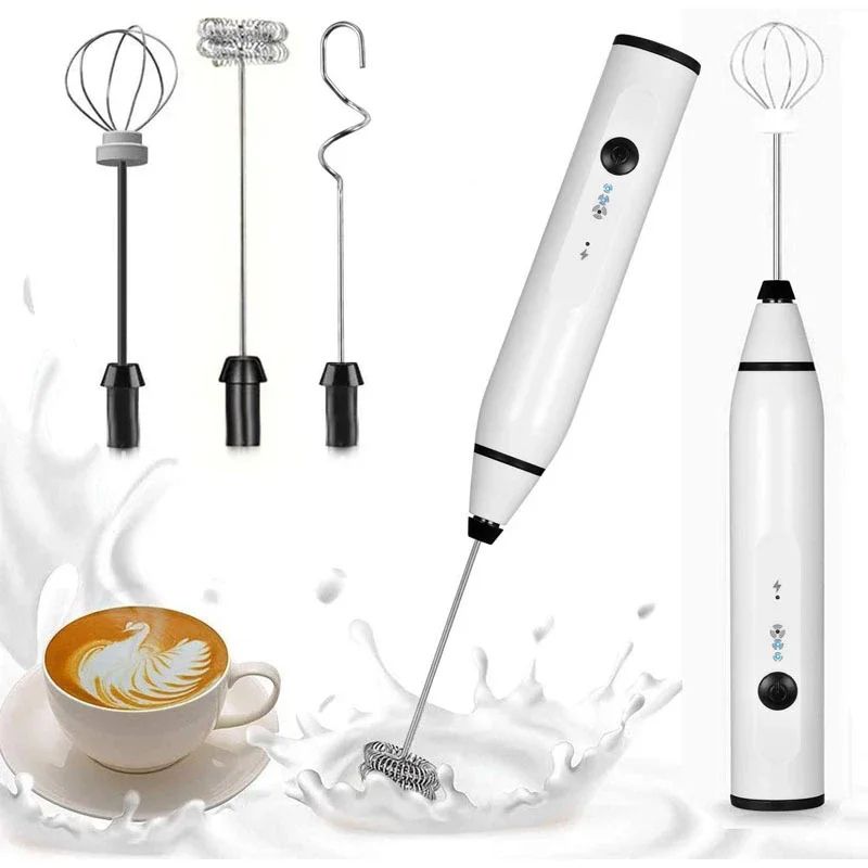 USB Rechargeable Handheld Milk Frother Wand – Electric Coffee & Matcha Foamer Whisk Mixer