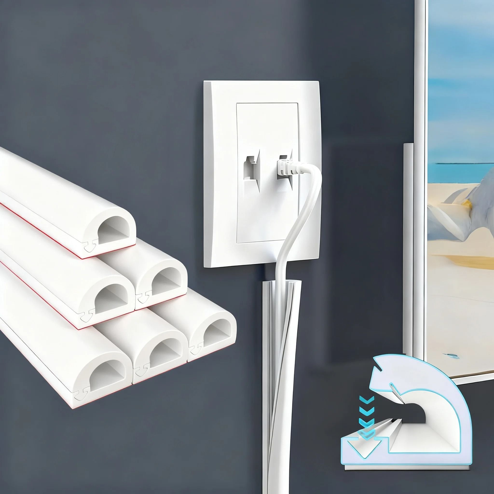 Invisible Adhesive Cable Raceway Soft Cord Protector for Walls
