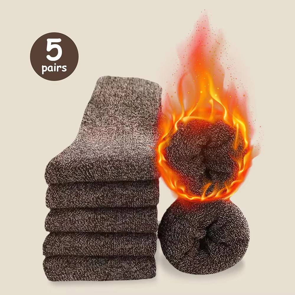 Men's Thick Thermal Socks Mid Calf Warm Cushion Boot Socks 3 to 5 Pairs