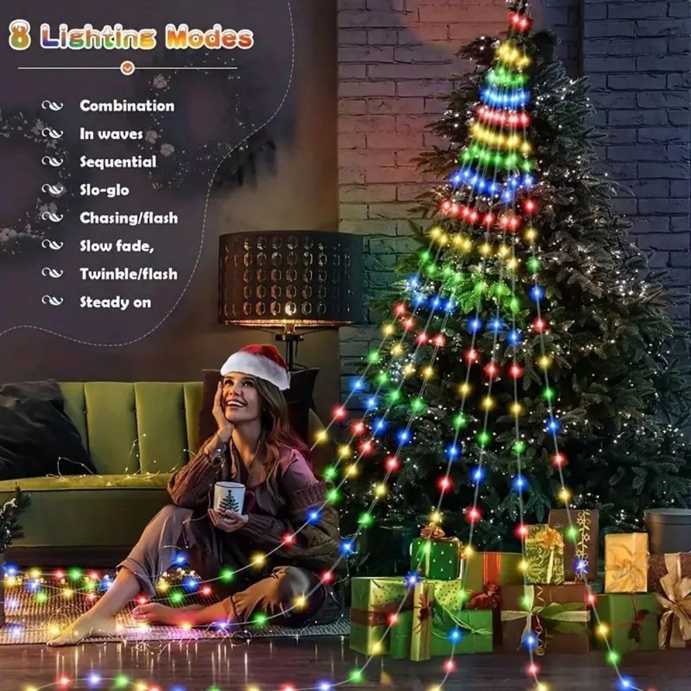 USB Powered Waterfall Tree String Lights, Indoor & Outdoor Halloween & Christmas Decor, Festival Party Lights