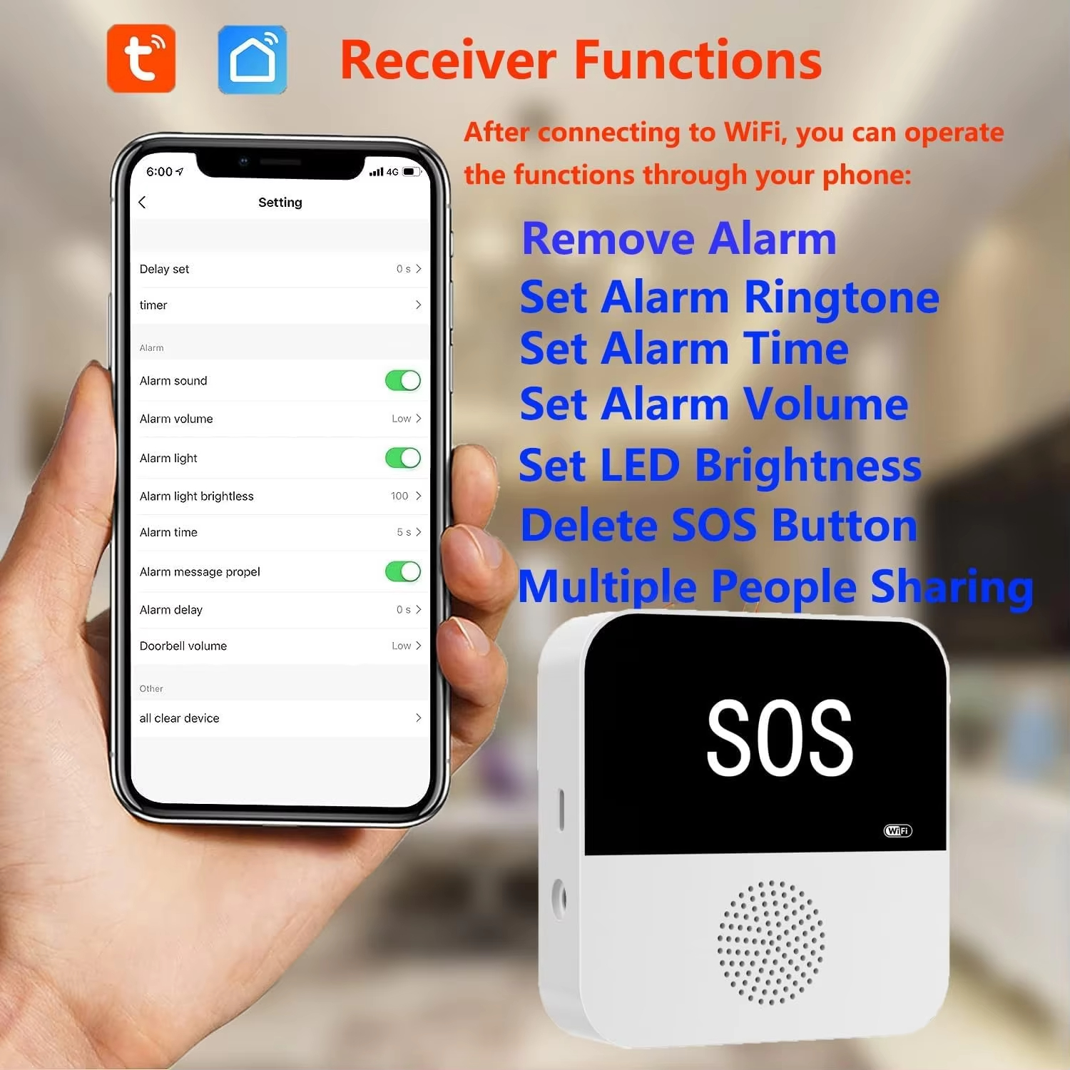 Smart WiFi SOS Call Button for Seniors & Caregivers | Wireless Emergency Alert System