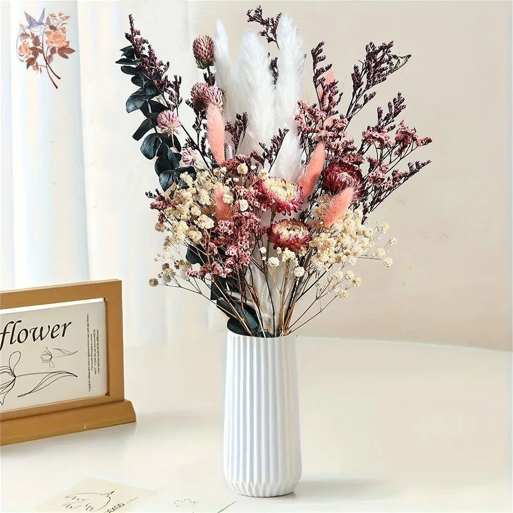Boho Dried Flower Bouquet Pampas Eucalyptus Wedding Home Decor