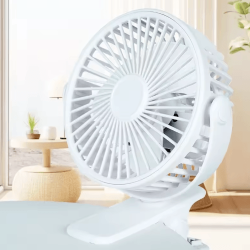 VE Clip-On Table Fan – USB Rechargeable Portable Mini Fan with Night Light