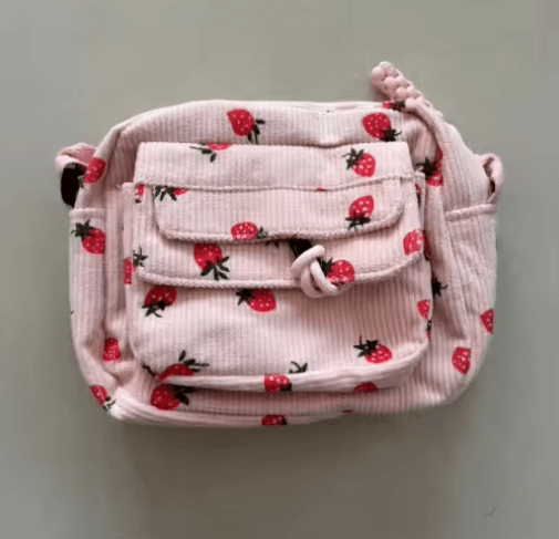 Corduroy Shoulder Bag for Girls Simple Solid Color School Style Messenger Bag