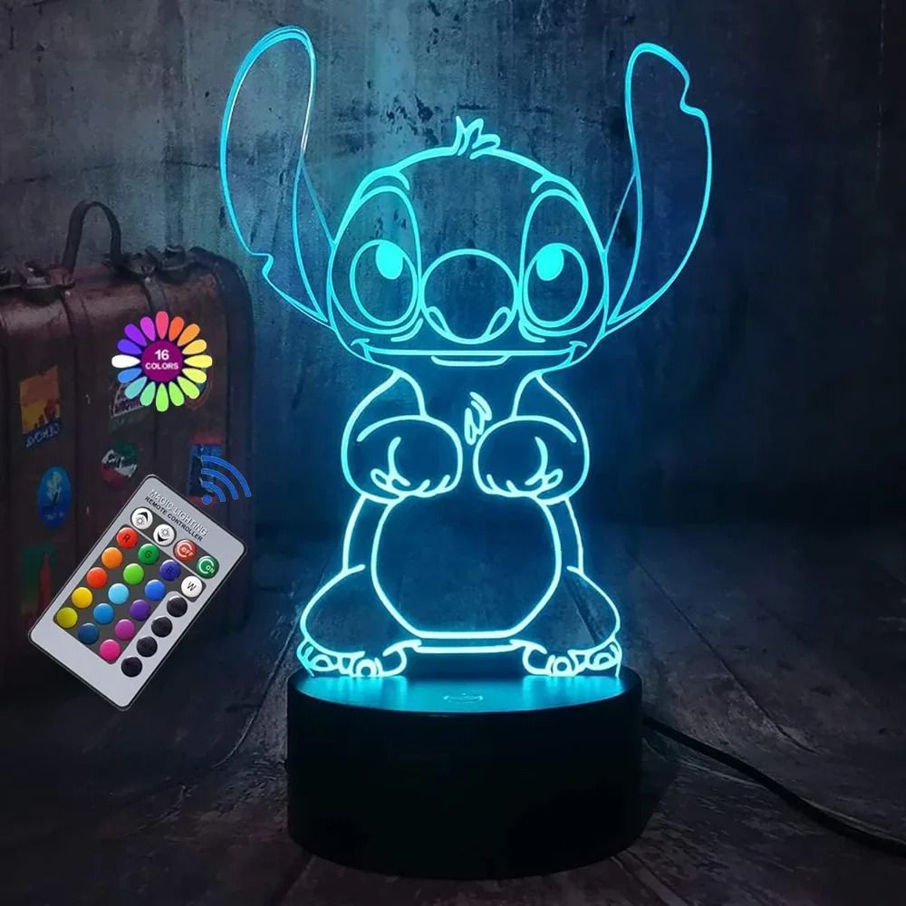 3D Illusion Stitch Night Light Remote Control Smart Touch LED Lamp