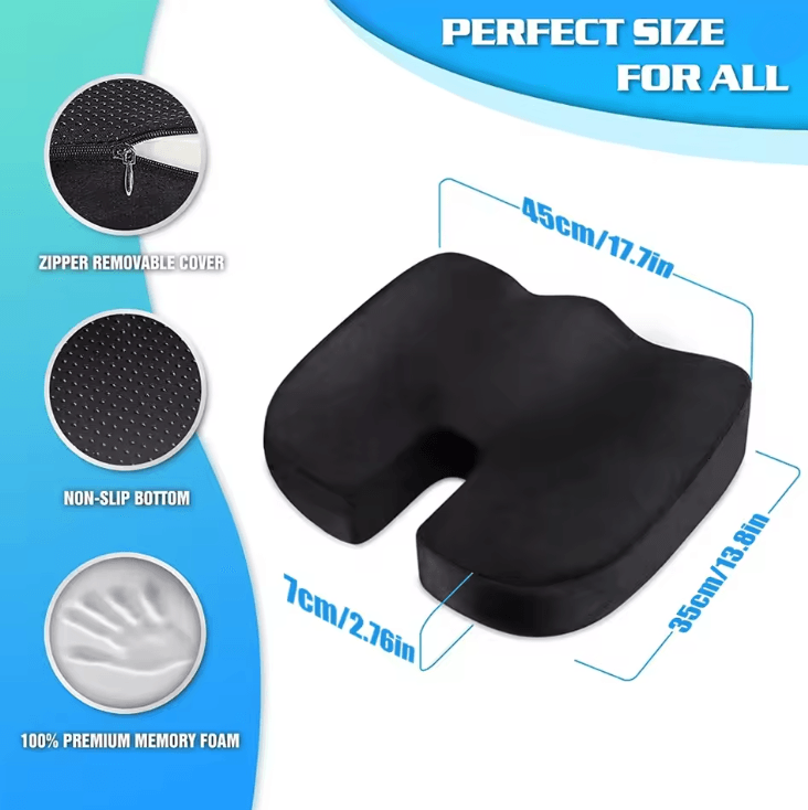 Memory Foam Coccyx Seat Cushion U Shaped Pillow for Office Chair and Car