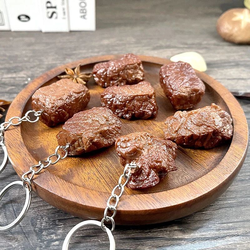 Simulation Beef Cube Keychain