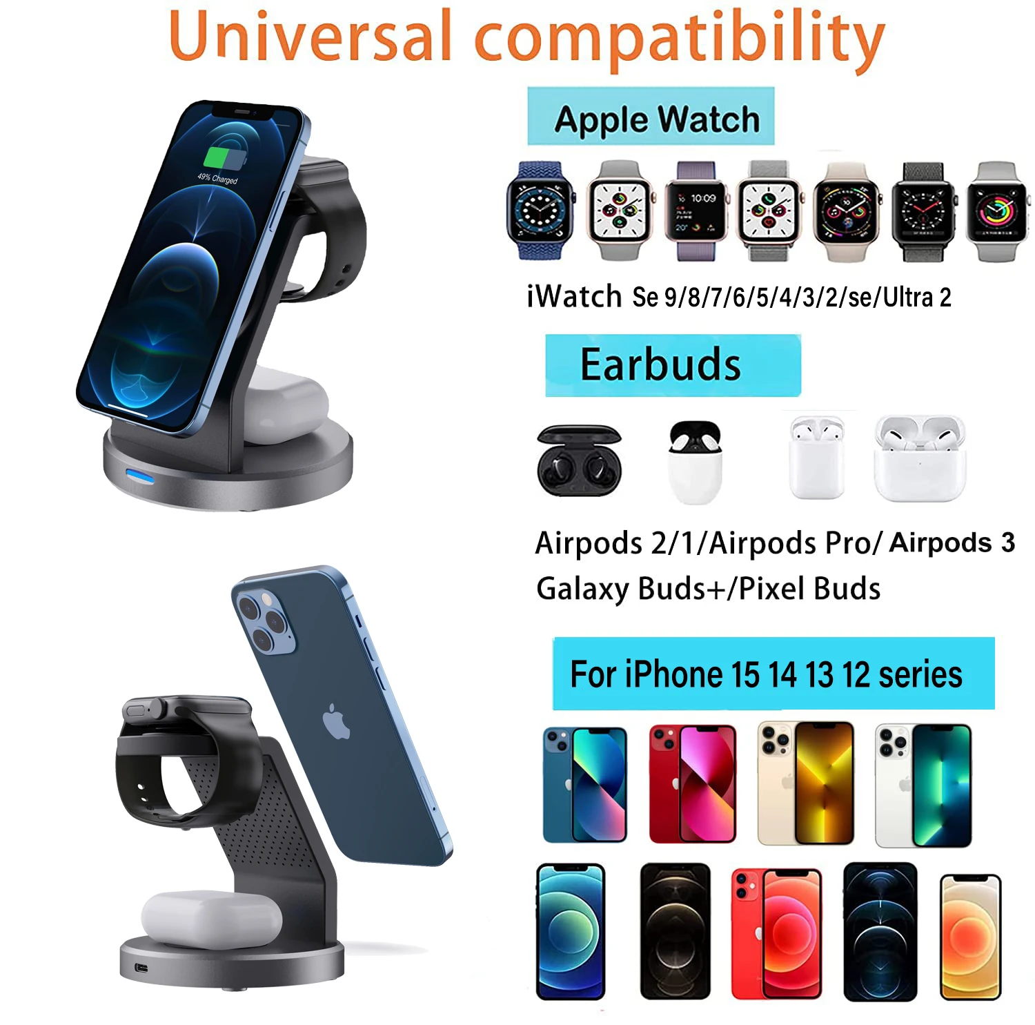 wireless charging station with Magnetic MagSafe charger stand