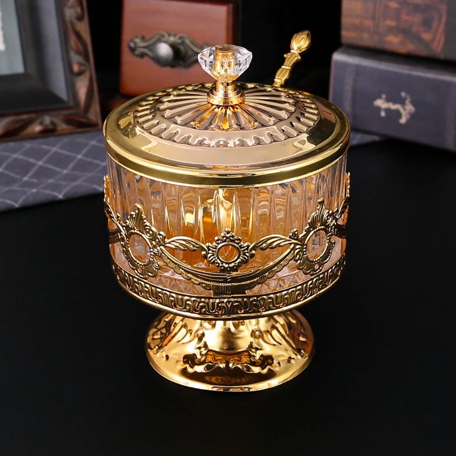 Glass Condiment Jar with Metal Lid Spice Salt Storage Bottle