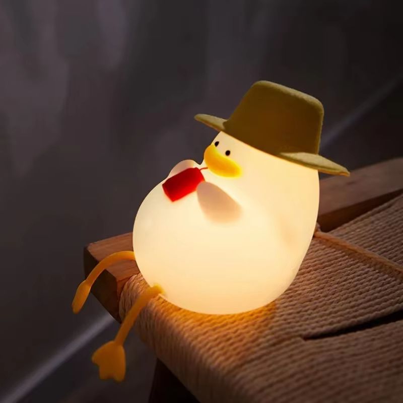 Cute Duck Silicone Night Light USB Rechargeable Kids Bedside Lamp