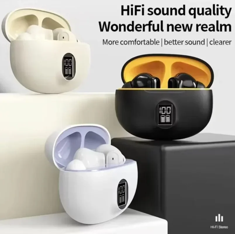 Bluetooth TWS Wireless Earbuds with Waterproof Headset and Mic for Clear Sound