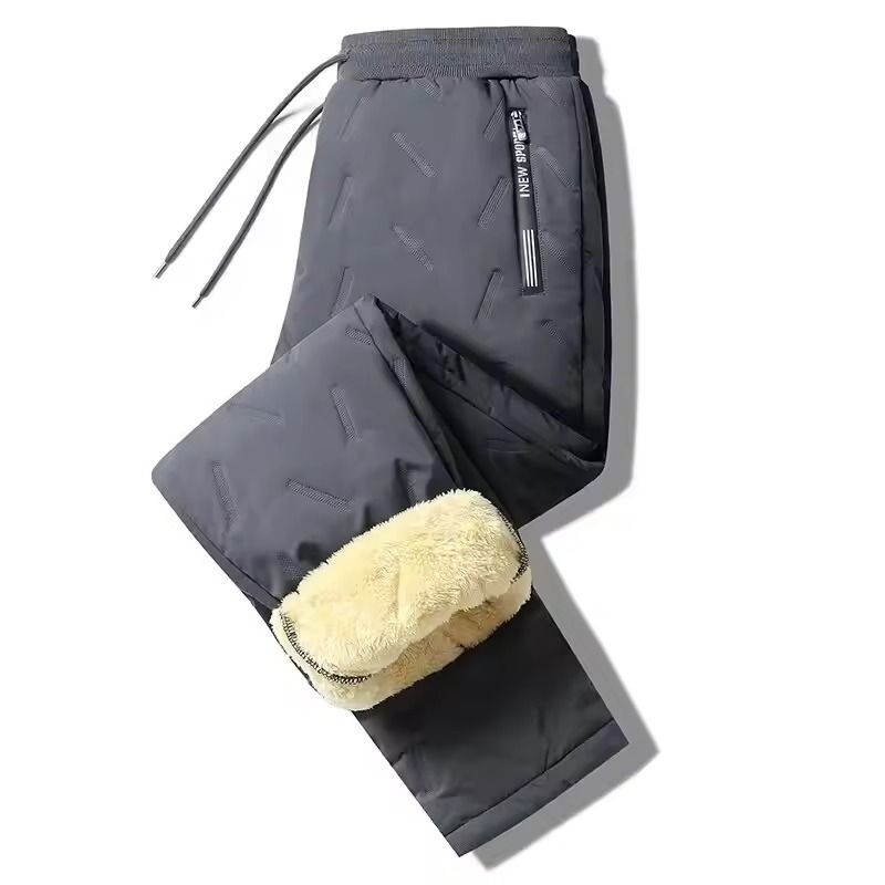 Mens Winter Fleece Sweatpants with Lambswool Lining and Windproof Thermal Design