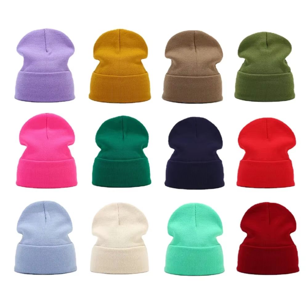Solid Knitted Winter Beanie Hat for Men and Women
