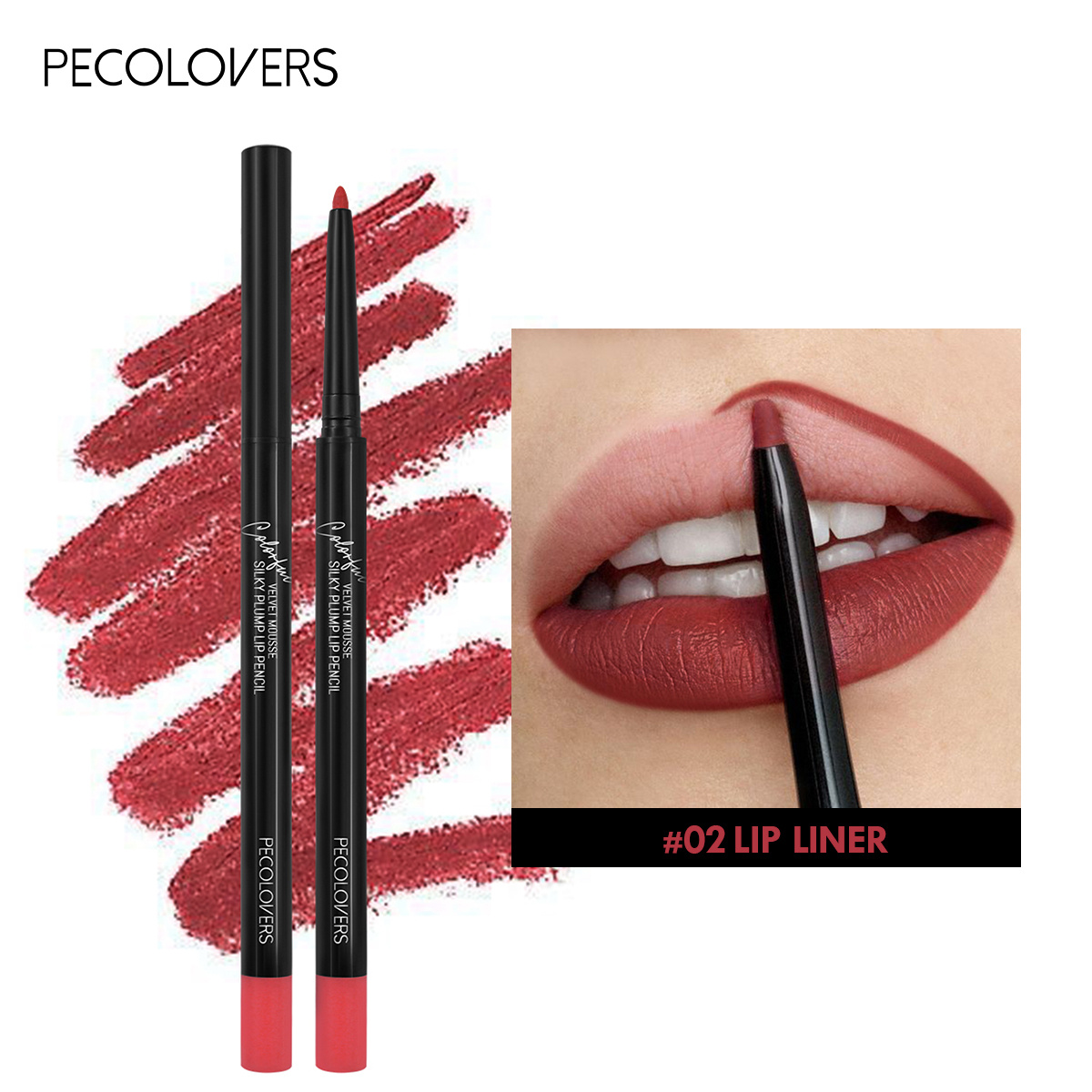 Long Lasting Waterproof Matte Lipliner Pencil, Red Tint Lipstick, Non-stick Cup, Moisturizing Lips Makeup