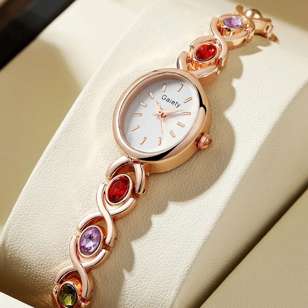 Ladies Retro Oval Rhinestone Luxury Quartz Watch