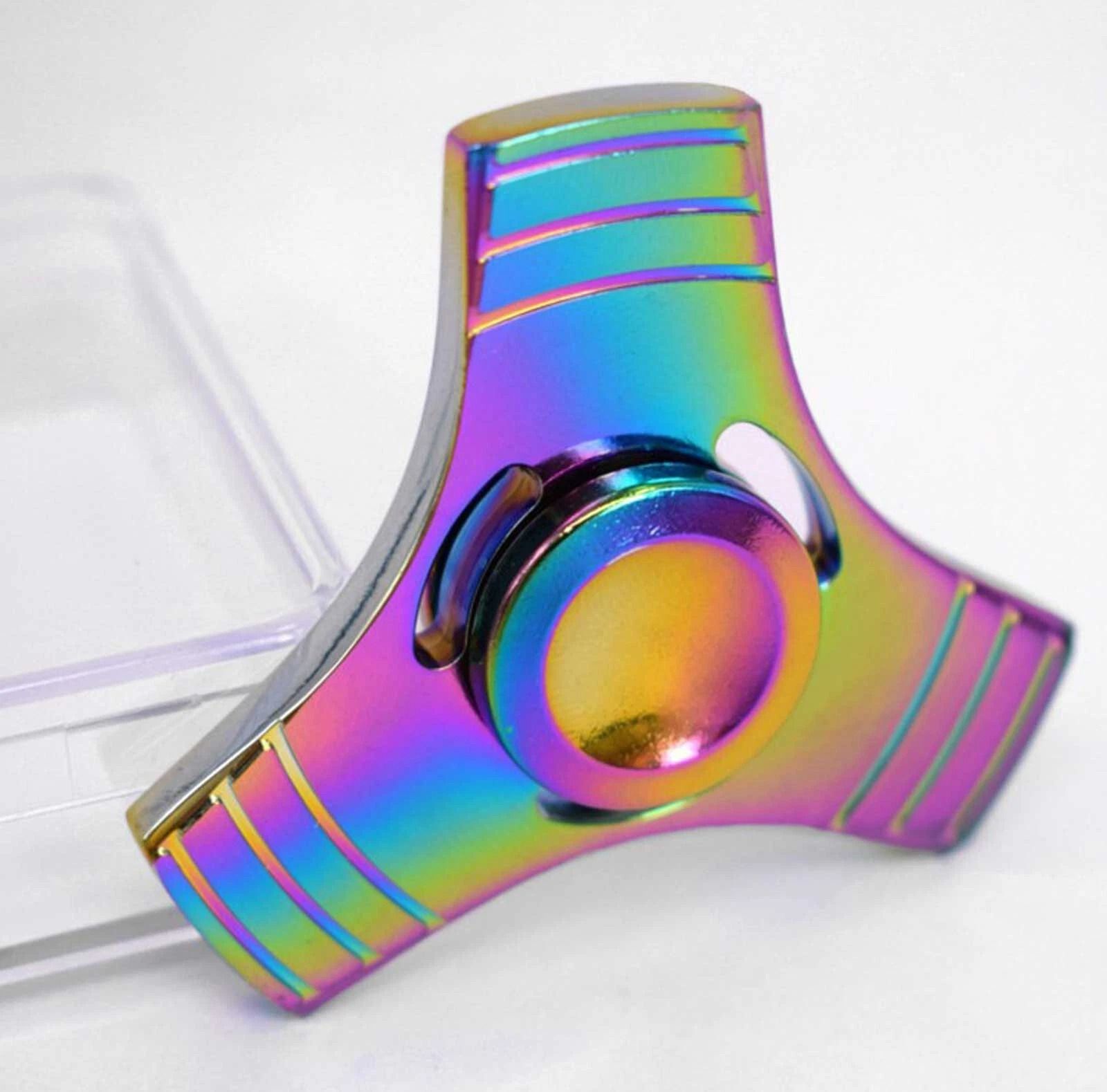 3 Sided Fidget Spinner Ball Toy for Desk EDC Stress Relief Focus & Relaxation Rainbow Color
