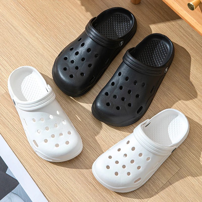 Mens Summer Hollow Out Closed Toe Sandals, Non-Slip Soft Bottom Shoes, Lightweight Thick-Soled Garden Sandals