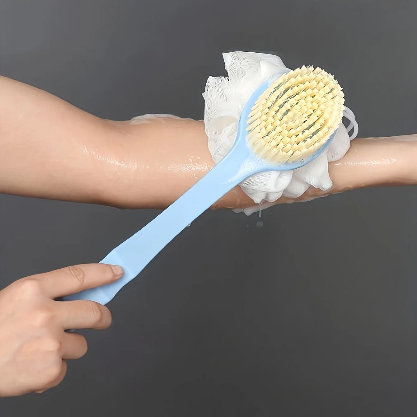 Long Handle Shower Body Brush with Soft Bristles for Exfoliating and Skin Cleansing
