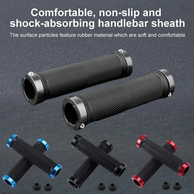 Double Alloy Lock-On Bicycle Grips | Non-Slip Rubber Handlebar Grips for MTB & Road Bikes