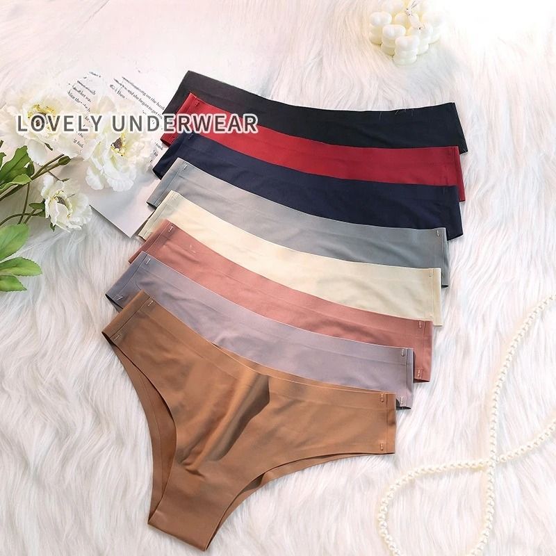 Seamless Ice Silk Low Waist Thong Panties Set of 4