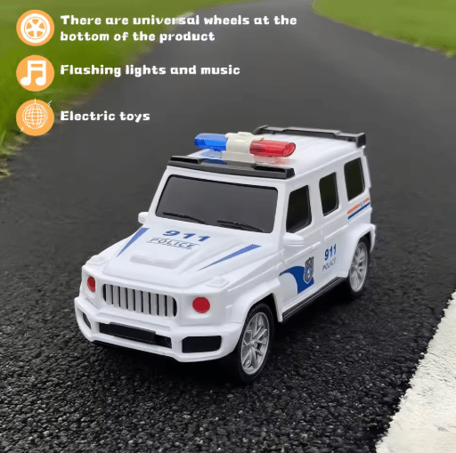 Electric Police Toy Car for Kids Light Sound Police Vehicle Playset Ages 3+