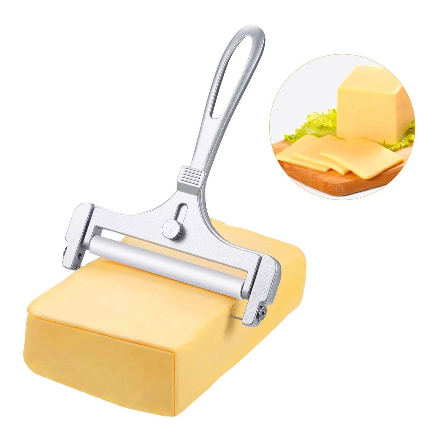 AlumiSlice Adjustable Wire Cheese Slicer – Aluminum Alloy Cutter for Soft & Semi-Hard Cheeses