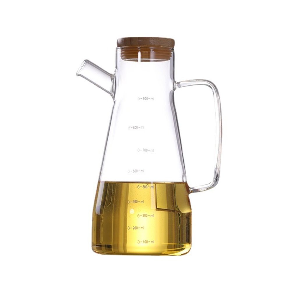 Transparent Oil Bottle with Lid, Heat-Resistant Glass Oil Pot, Kitchen Oil Dispenser, Vinegar Tank with Handle
