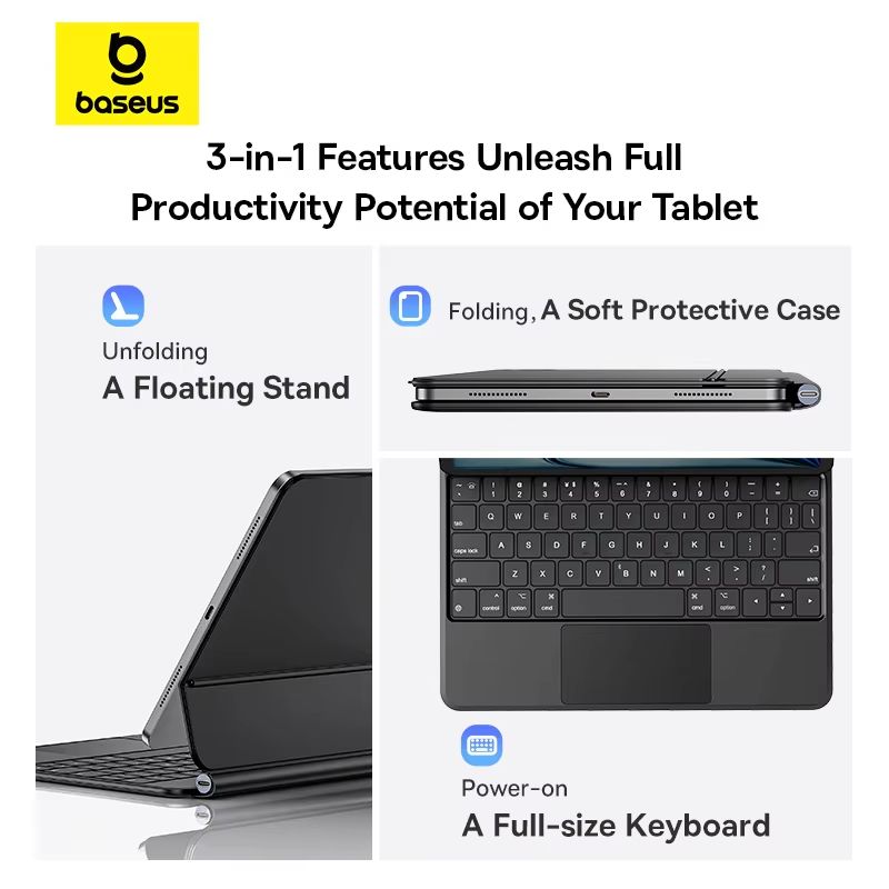 Baseus Magnetic Bluetooth Keyboard Case for iPad Pro and iPad Air Tablets