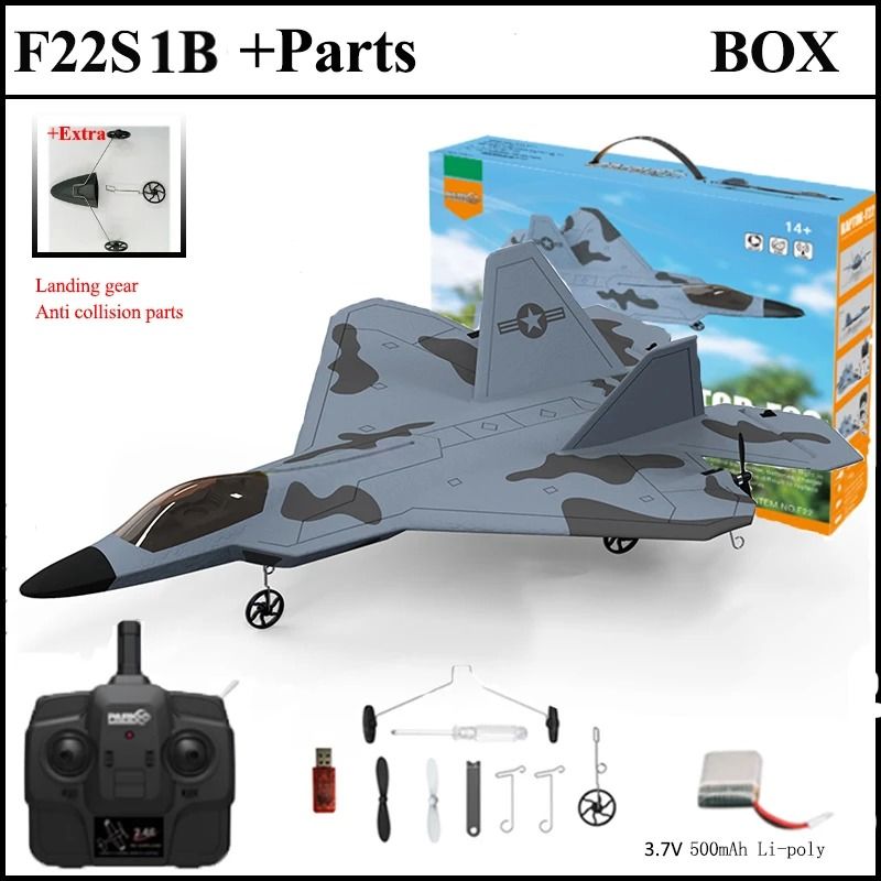 2024 F22S RC Airplane 24G 4 Channel Foam Warplane with LED and Gyroscope