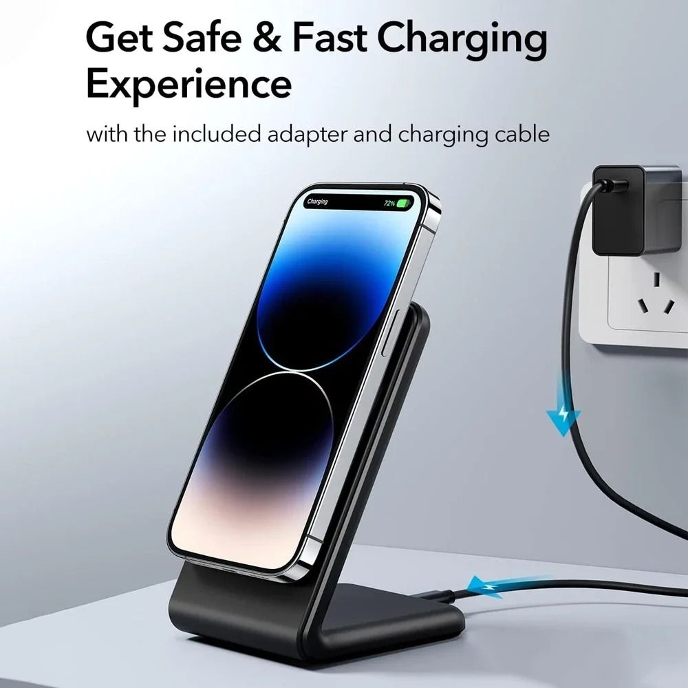 Magnetic Fast Wireless Charger – 15W Rapid Desktop Dock Stand