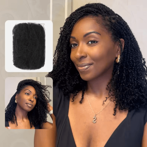 Black Pearl Top Peruvian Kinky Curly Mini Twist Bulk Human Hair, 50g Remy Bundles