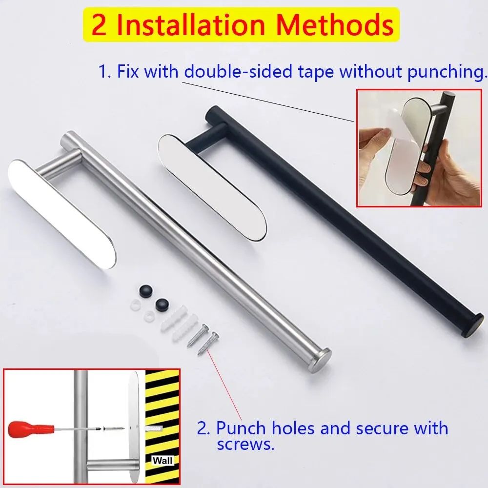 Adhesive Under Cabinet Paper Towel Holder – Wall Mounted Kitchen & Bathroom Tissue Rack