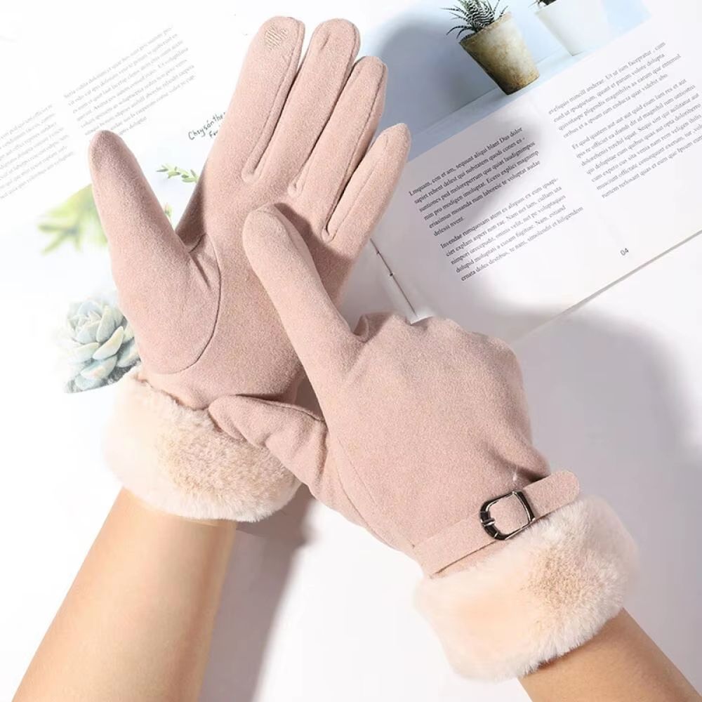 Women's Waterproof Touch Screen Winter Ski Gloves - Thickened Fleece Warm Outdoor Riding and Mountaineering Gloves