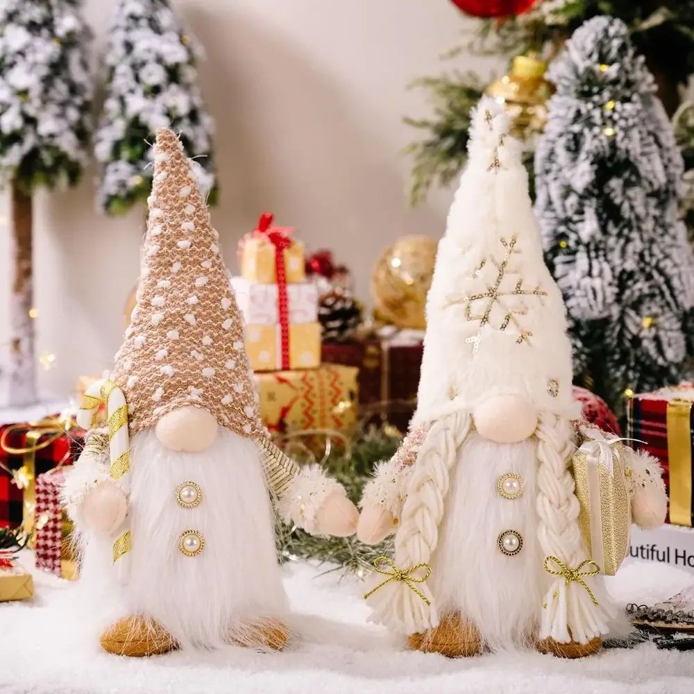 LED Christmas Gnome Doll Plush Ornament - Glowing Scandinavian Faceless Holiday Decor