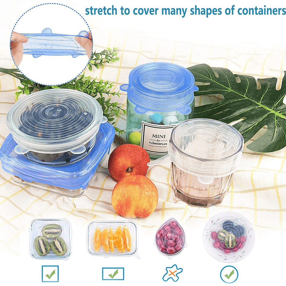 6-Piece Set Stretchable Multifunctional Fruit And Vegetable Silicone Fresh-Keeping Cover