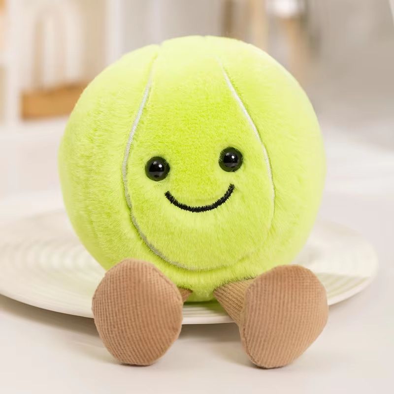 Cute Plush Tennis Ball Keychain Bag Charm Pendant