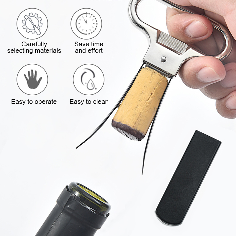 Metal Two-Prong Cork Puller: Portable Wine Opener for Old Red Wine & Champagne - Home, Hotel, Bar Tools