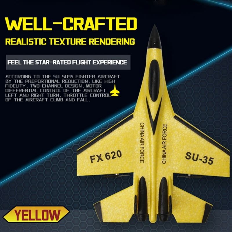 RC Foam SU-35 Fighter Jet Glider with Remote Control and LED Lights