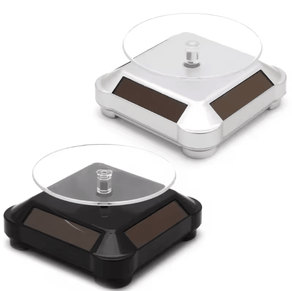 SolarSpin 360 Rotating Jewelry Display Stand Solar Powered Turntable for Watches Necklaces Rings Phone Showcase