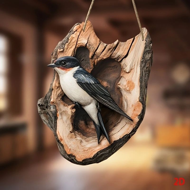 Vintage Bird Wooden Wall Sign – Farmhouse Garden Decor Plaque for Porch & Home