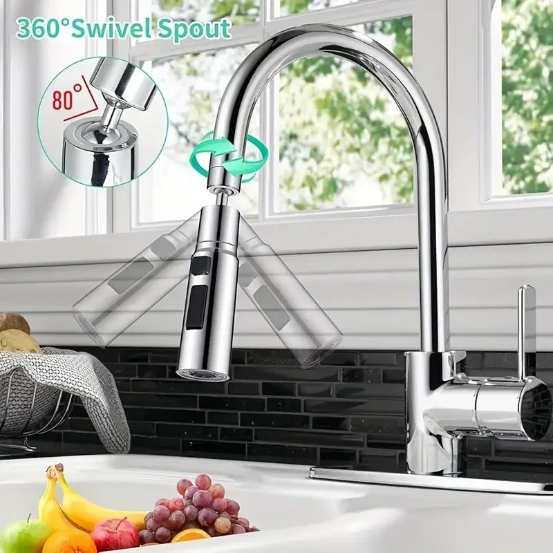 3-Mode Anti-Splash Faucet Extender with Filter – Universal Metal Water Saving Tap Sprayer Head
