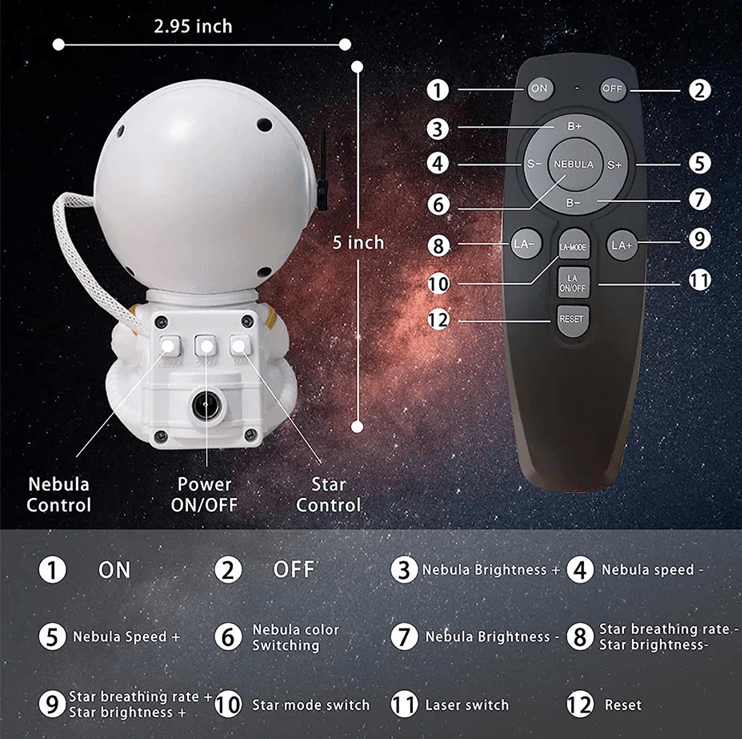 Galaxy Star Astronaut Projector Night Light for Kids and Home Decor