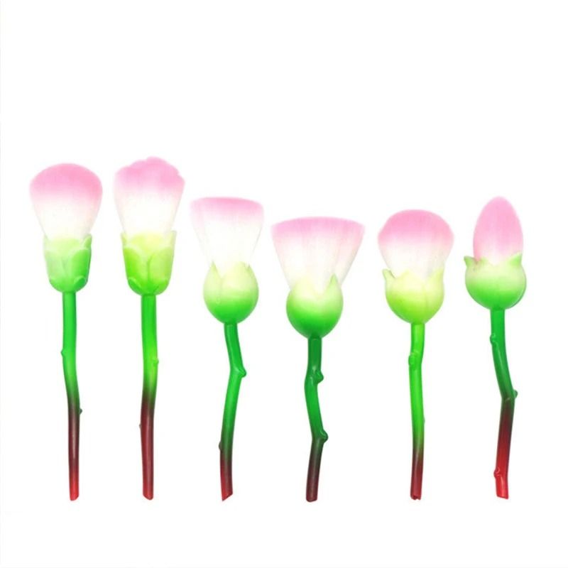 6-Piece Rose Flower Professional Makeup Brush Set – Enchanted Garden Cosmetic Collection