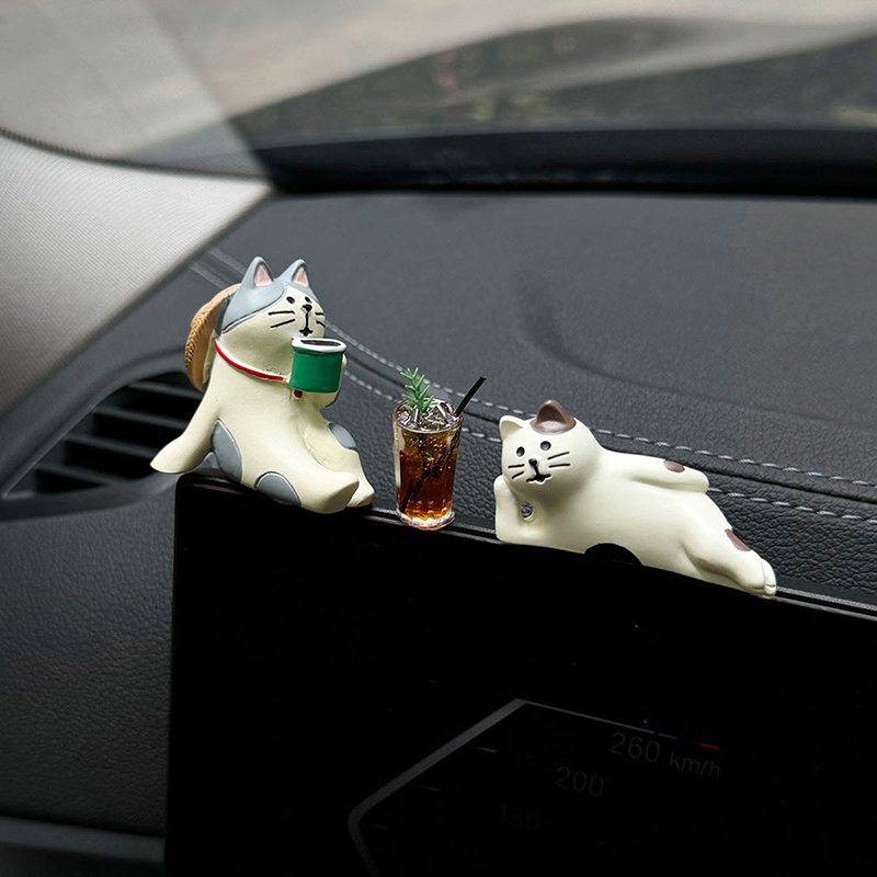 Cute Car Interior Decoration Ornaments, Mini Cat Action Figure, Auto Dashboard Rearview Mirror Decoration, Car Accessori