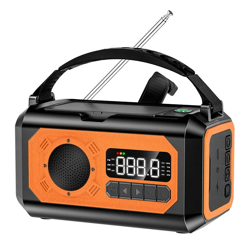Solar Hand Crank Emergency Weather Radio with Dual Solar Panels and LED Reading Lamp