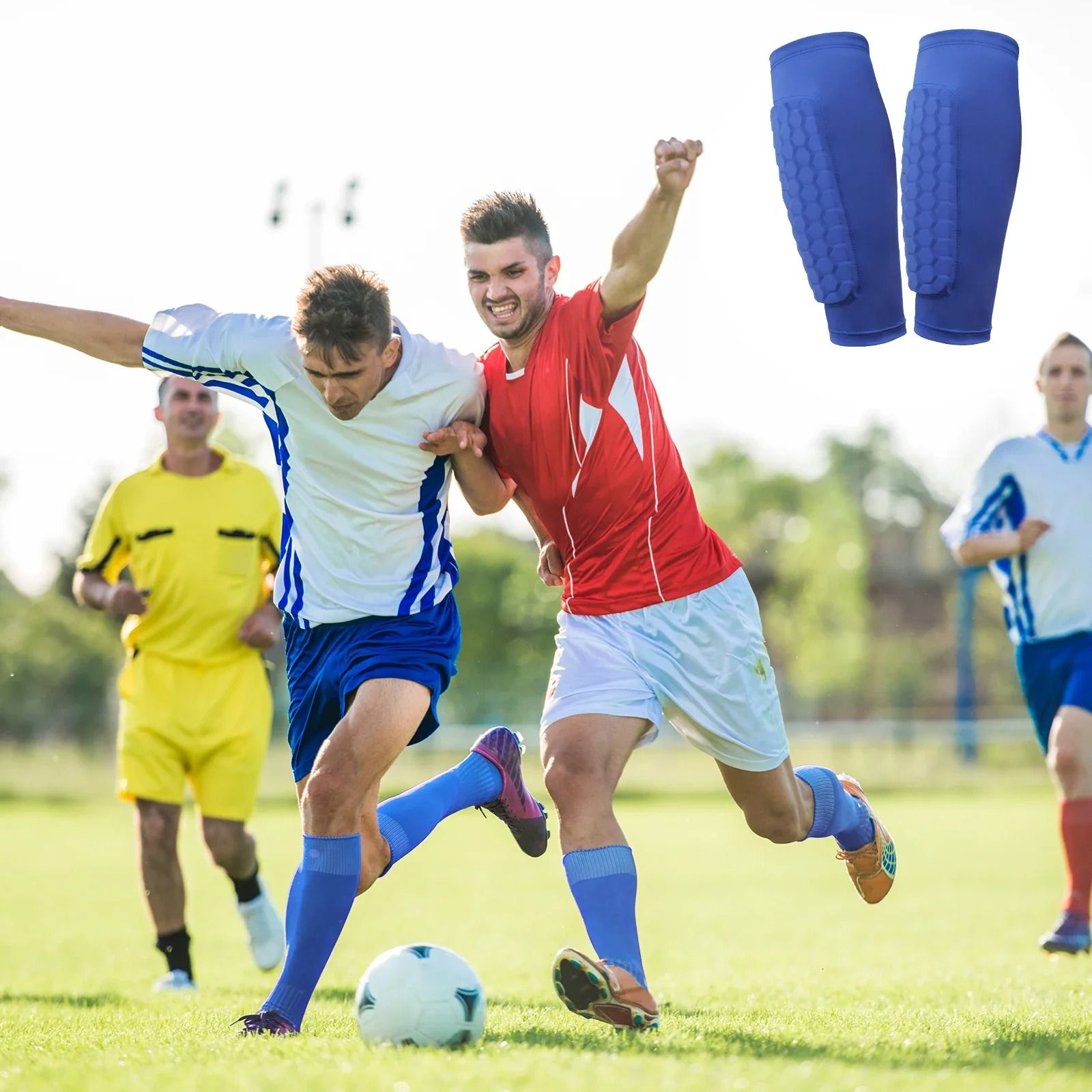 Honeycomb Football Shin Guards Lightweight Ergonomic Calf Protection Pads
