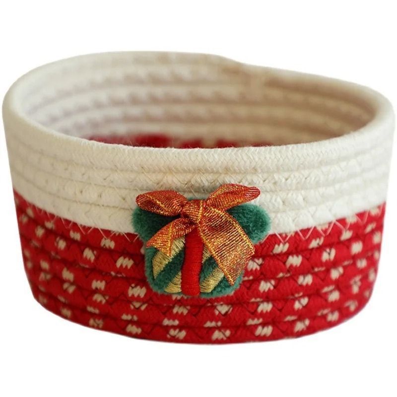 Festive Red Fabric Christmas Storage Basket for Gifts and Toys