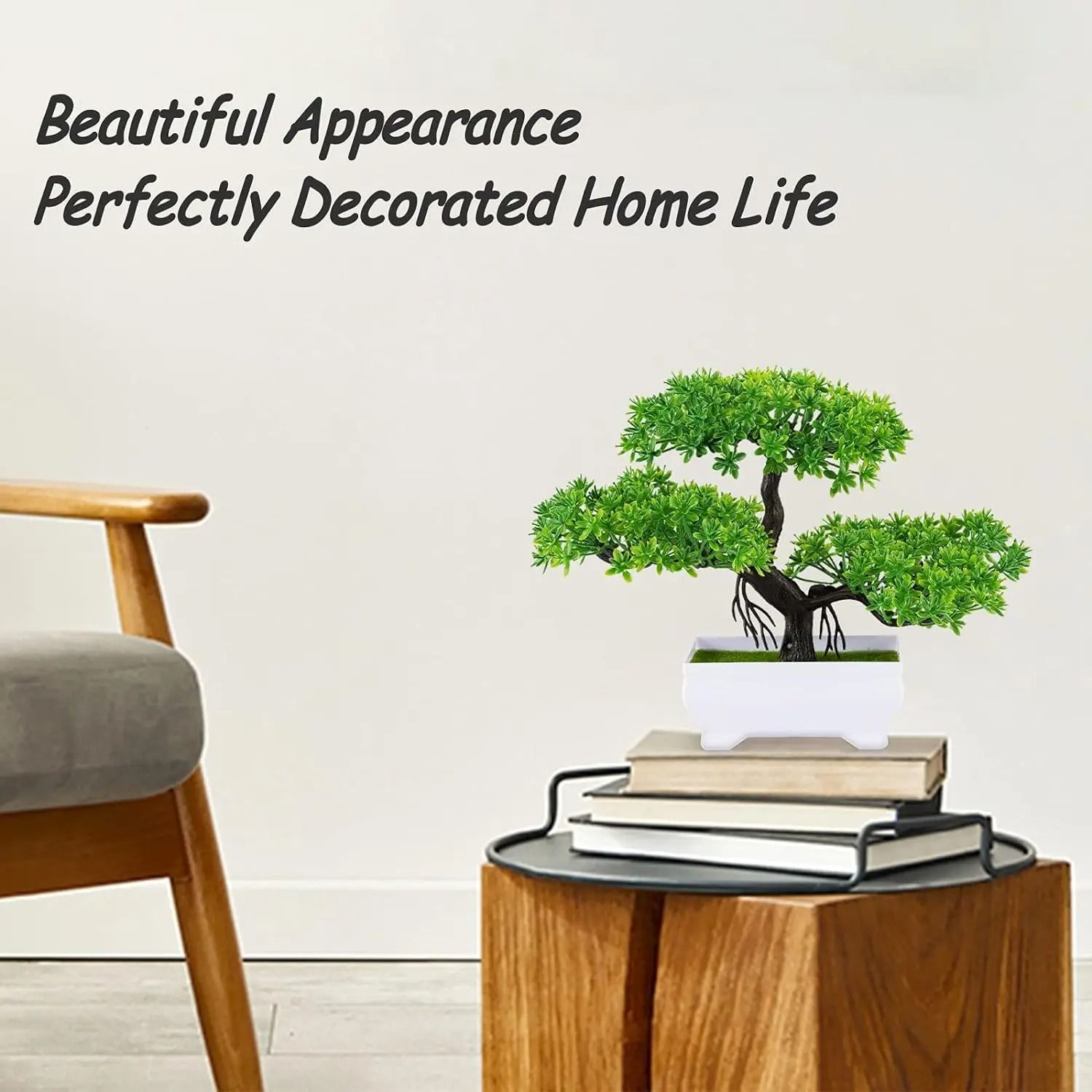 Minimalist Green Artificial Bonsai – High-Definition Faux Potted Tree for Home Bedrooms, Table Accents, & Outdoor Garden